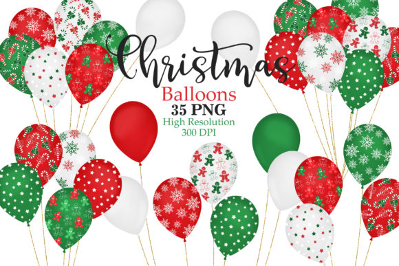 Christmas Balloons Clip Art for Branding and Marketing