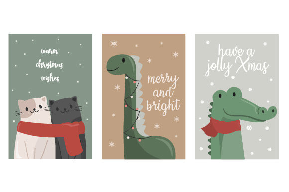 Christmas Card Animal Bundle Illustrations