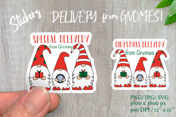 Christmas Gnomes. Delivery Stickers