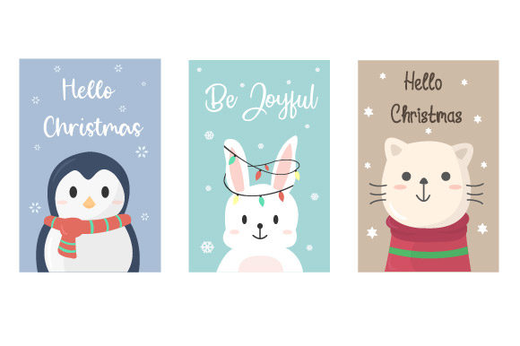 Christmas Greeting Card Set Illustrations
