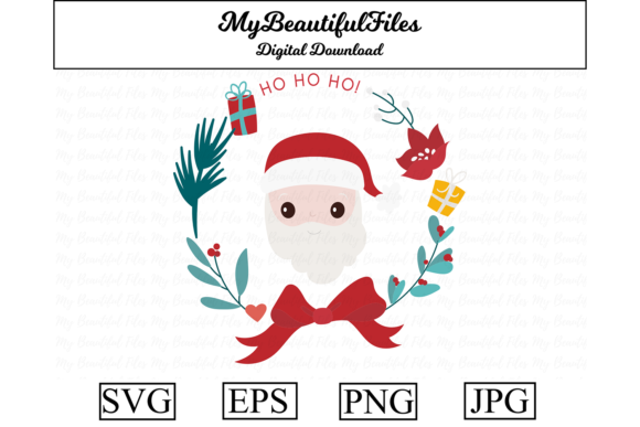 Christmas Ho Ho Ho Wreath Clipart Design Illustrations