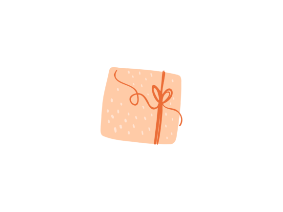 Christmas Illustration Pink Gift Box for Handmade Creations