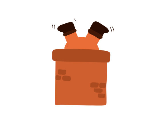 Christmas Illustration Santa in Chimney Review