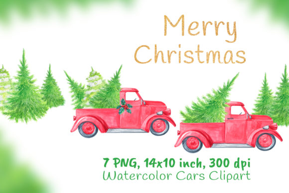 Christmas Red Truck with Pine Woodland Illustration Review