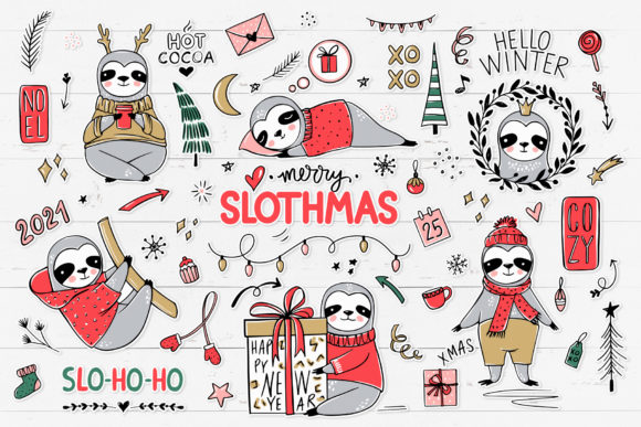 Christmas Sloths Sloth Clipart for Creative Projects