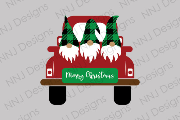 Christmas Truck with Gnomes Clipart for Illustrations