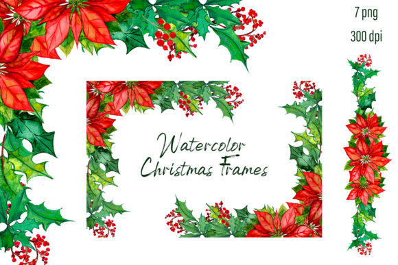Christmas Wreath Poinsettia Clipart for Crafting and Design