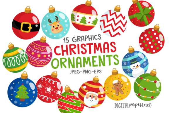 Colorful Christmas Ornaments Illustrations