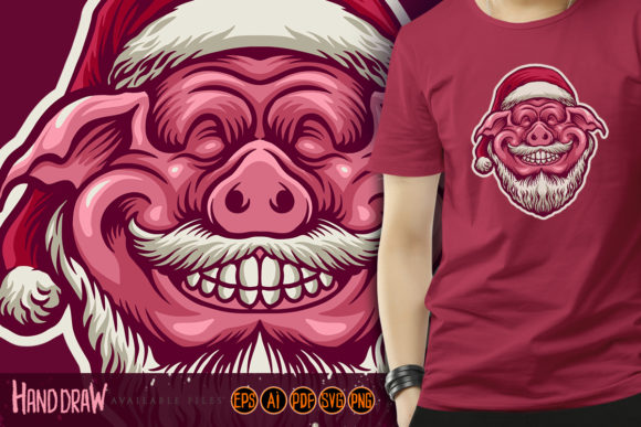 Cute Pig Merry Christmas Illustrations for Holiday Content