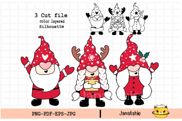 Cute Tree Gnomes Christmas Clipart SVG