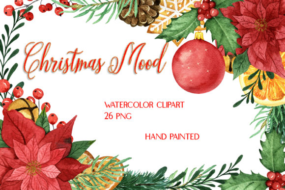 Festive Christmas Watercolor Collection Illustrations
