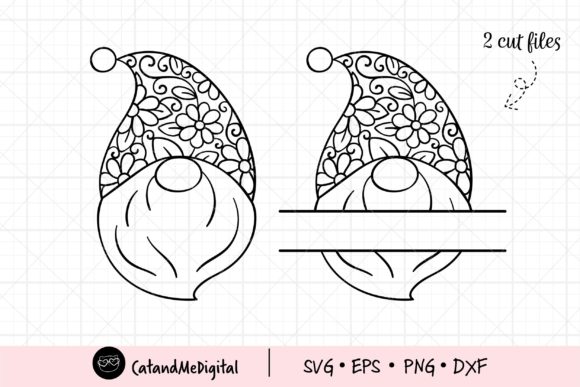 Floral Christmas Gnome Monogram Frame Illustration