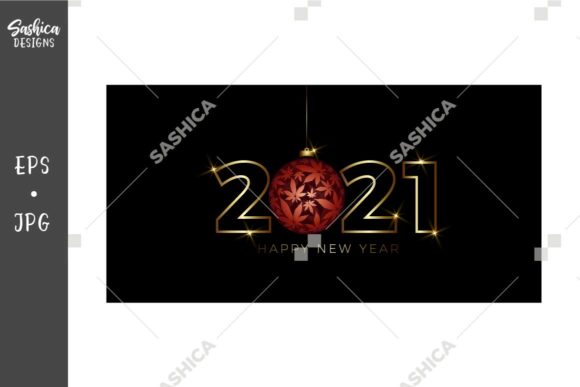 Happy New Year with Red Christmas Ball Illustration