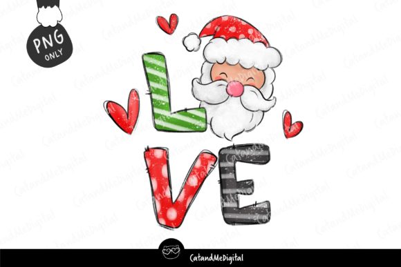 Love Christmas Santa Sublimation Illustrations