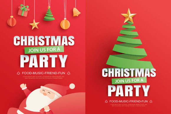 Merry Christmas Party Card 3 Illustrations