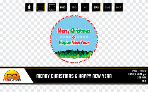 Merry Christmas with Blue Cloud and Tree Illustrations