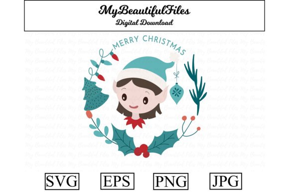Merry Christmas Wreath Clipart Design for Branding and Illustrations