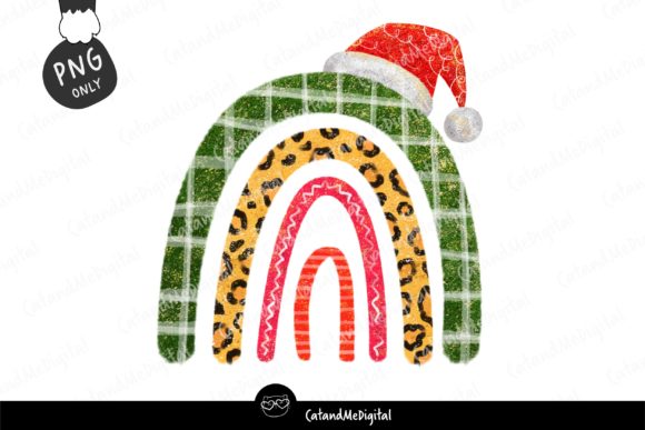 Rainbow Christmas Hat Sublimation Illustrations