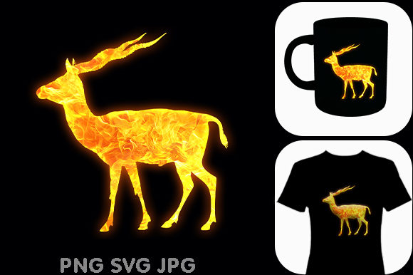 Reindeer Fire Deer Moose Christmas Icon Illustrations